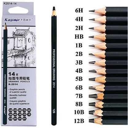 14-Piece Graphite Art Pencil Set for Drawing & Sketching by HitMyNeed