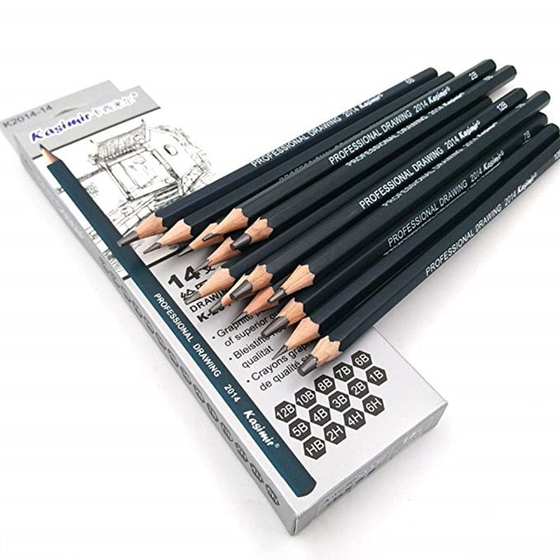 14-Piece Graphite Art Pencil Set for Drawing & Sketching by HitMyNeed