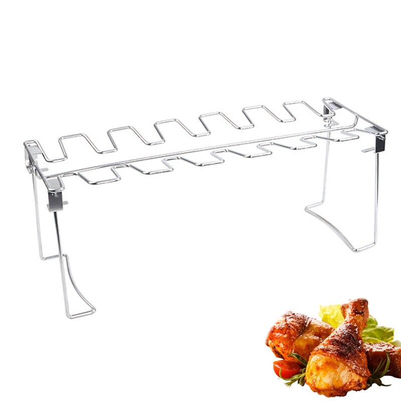 14-Slot Stainless Steel Chicken Leg Grill Rack Set by HitMyNeed