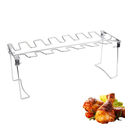 14-Slot Stainless Steel Chicken Leg Grill Rack Set by HitMyNeed