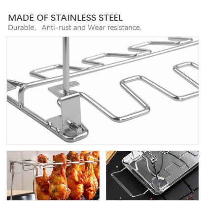 14-Slot Stainless Steel Chicken Leg Grill Rack Set by HitMyNeed