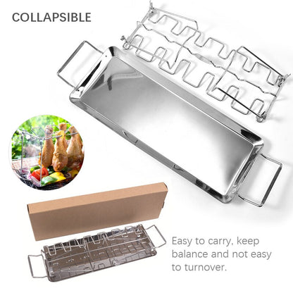 14-Slot Stainless Steel Chicken Leg Grill Rack Set by HitMyNeed