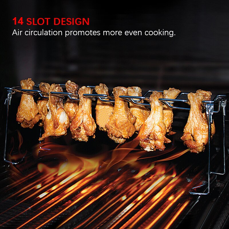 14-Slot Stainless Steel Chicken Leg Grill Rack Set by HitMyNeed