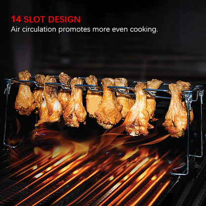 14-Slot Stainless Steel Chicken Leg Grill Rack Set by HitMyNeed