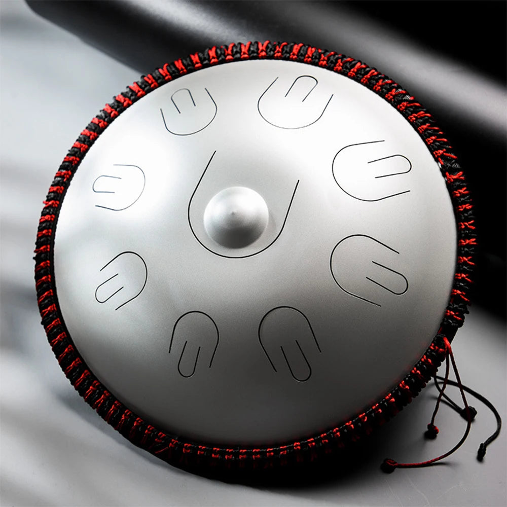 14" Steel Tongue Drum D Minor 9-Note with Mallets by HitMyNeed