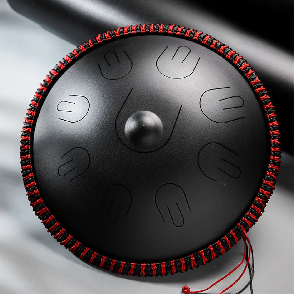 14" Steel Tongue Drum D Minor 9-Note with Mallets black by HitMyNeed
