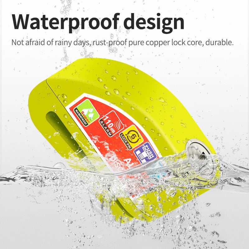 Motorcycle Disc Brake Lock with Alarm and Reminder Cable