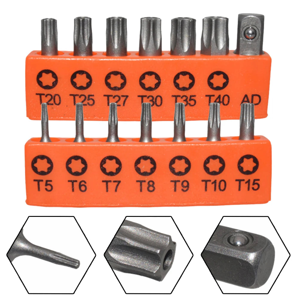 14pcs Torx Security Bit Set T5-T40 with 1/4" Adapter by HitMyNeed