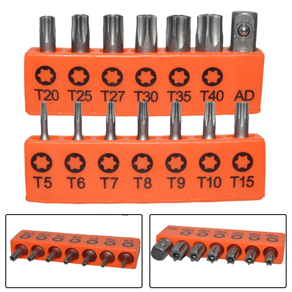 14pcs Torx Security Bit Set T5-T40 with 1/4" Adapter by HitMyNeed