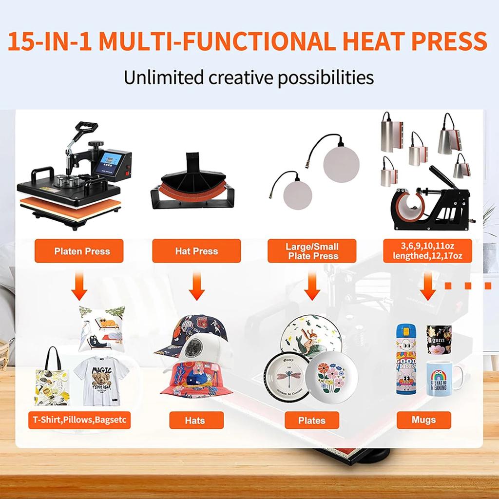 15-in-1 Multifunction Sublimation Heat Press Combo by HitMyNeed
