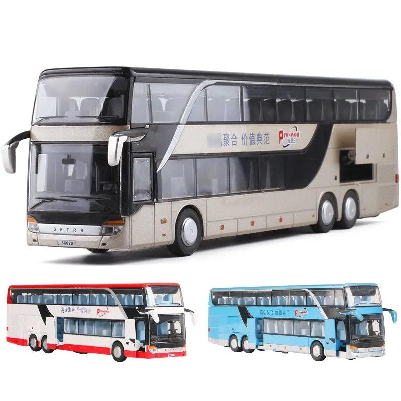 1:50 Diecast Bus Toy with Pull-Back, Lights & Sound by HitMyNeed