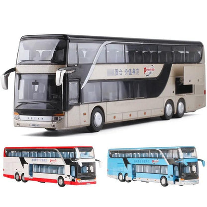 1:50 Diecast Bus Toy with Pull-Back, Lights & Sound by HitMyNeed