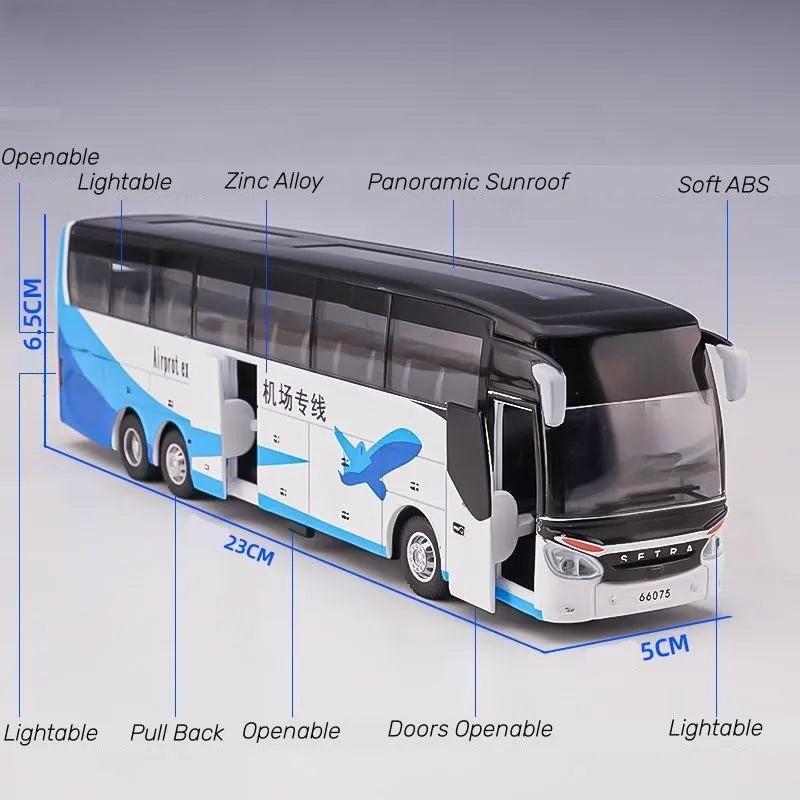 1:50 Diecast Bus Toy with Pull-Back, Lights & Sound by HitMyNeed