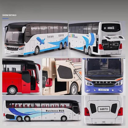 1:50 Diecast Bus Toy with Pull-Back, Lights & Sound by HitMyNeed