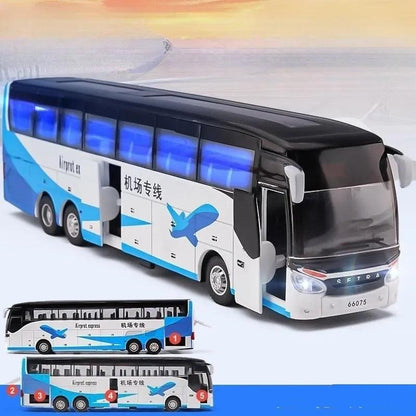 1:50 Diecast Bus Toy with Pull-Back, Lights & Sound airport by HitMyNeed