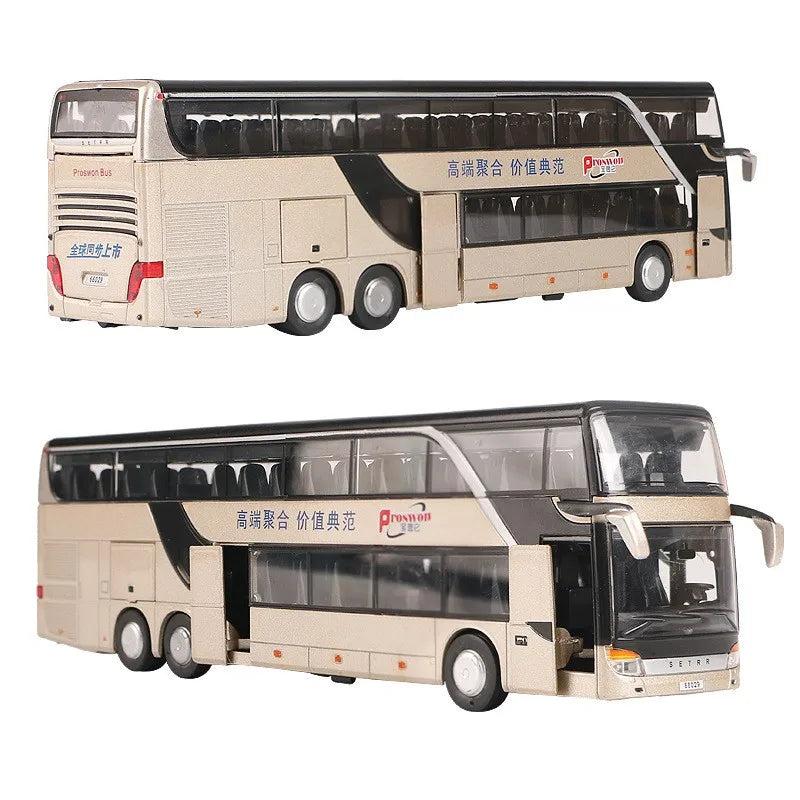 1:50 Diecast Bus Toy with Pull-Back, Lights & Sound dark-khaki by HitMyNeed