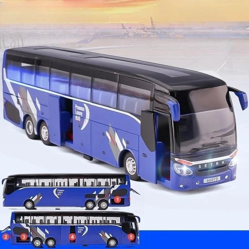 1:50 Diecast Bus Toy with Pull-Back, Lights & Sound deep-blue by HitMyNeed