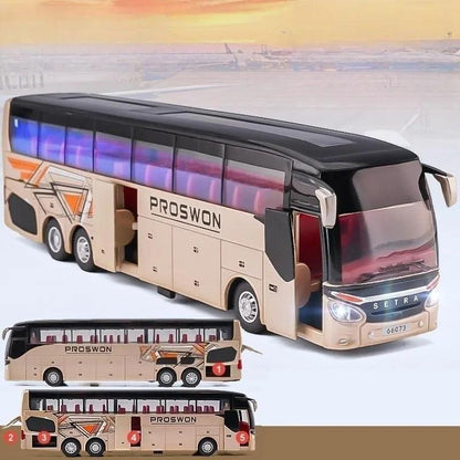 1:50 Diecast Bus Toy with Pull-Back, Lights & Sound golden by HitMyNeed
