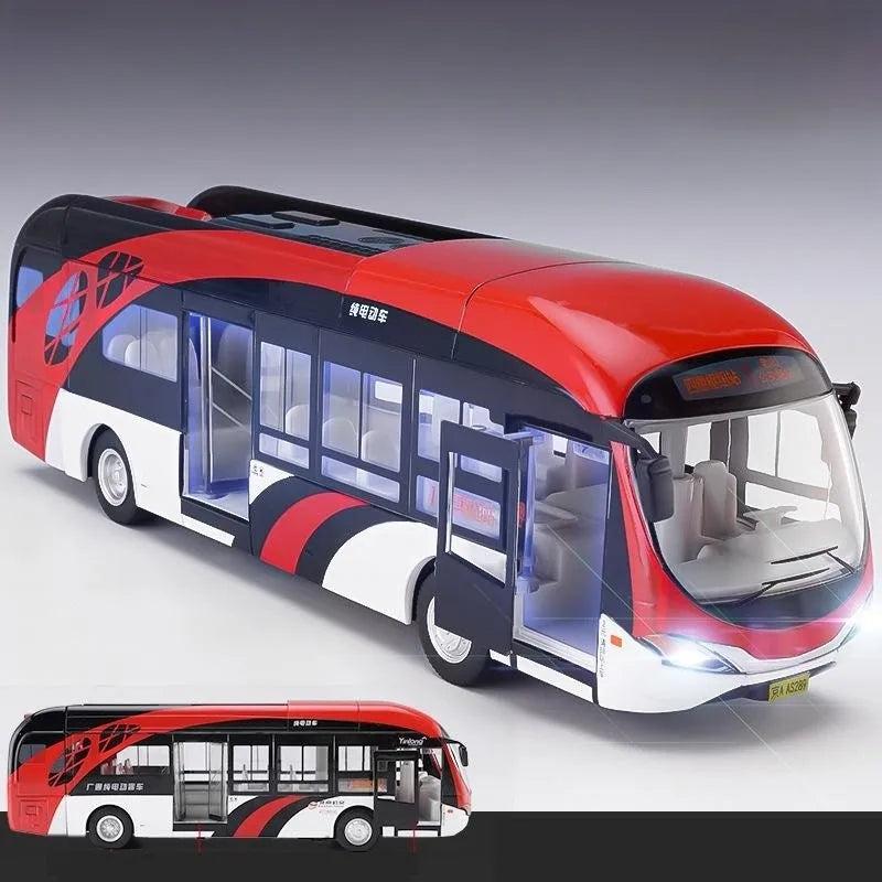 1:50 Diecast Bus Toy with Pull-Back, Lights & Sound new-energy-bus by HitMyNeed