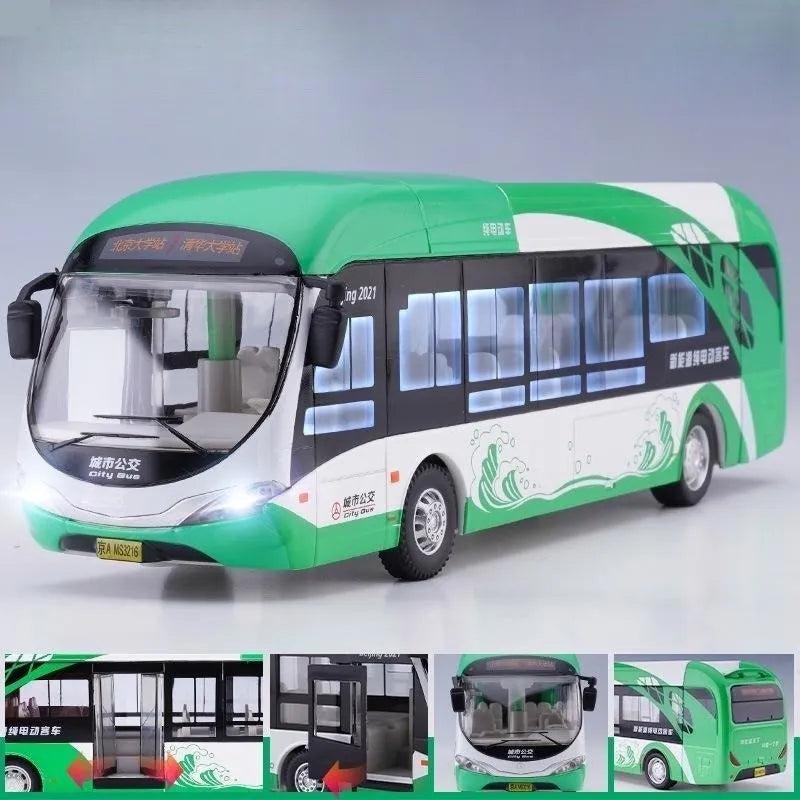 1:50 Diecast Bus Toy with Pull-Back, Lights & Sound new-energy-bus-1202 by HitMyNeed