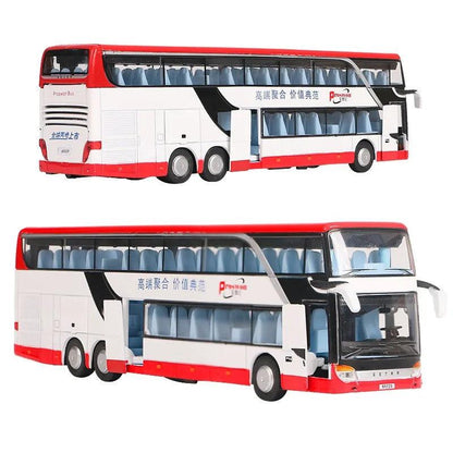 1:50 Diecast Bus Toy with Pull-Back, Lights & Sound red by HitMyNeed