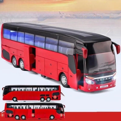 1:50 Diecast Bus Toy with Pull-Back, Lights & Sound red-200006156 by HitMyNeed