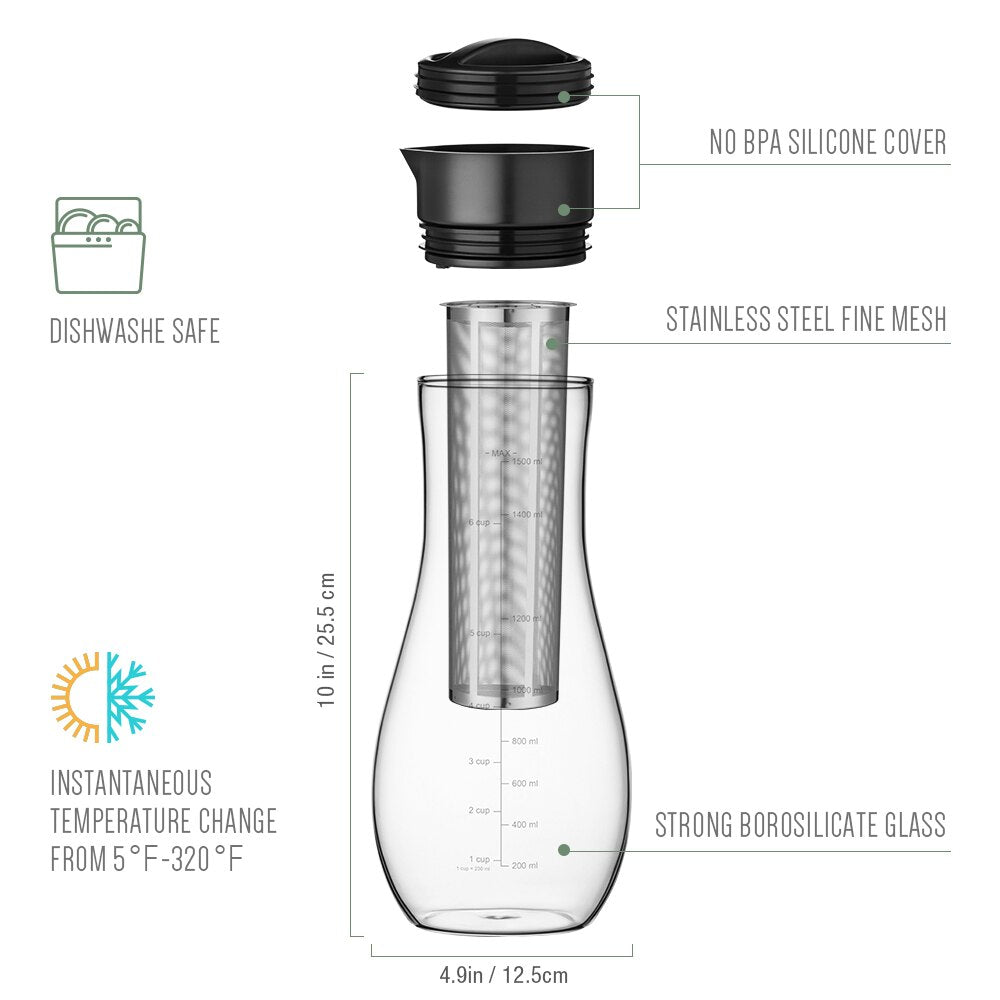 1500ml Borosilicate Glass Cold Brew Coffee Maker by HitMyNeed