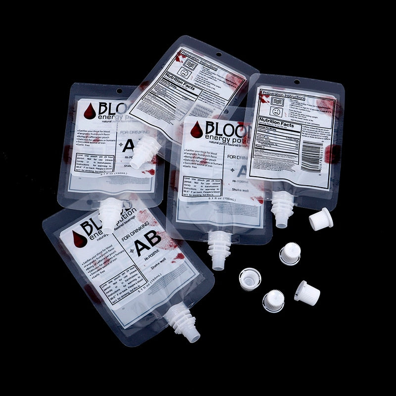 150ml Blood Bag Drink Pouches Set (10 Pack) by HitMyNeed