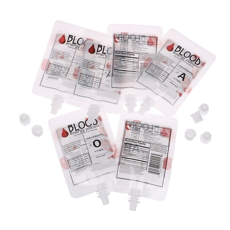150ml Blood Bag Drink Pouches Set (10 Pack) by HitMyNeed