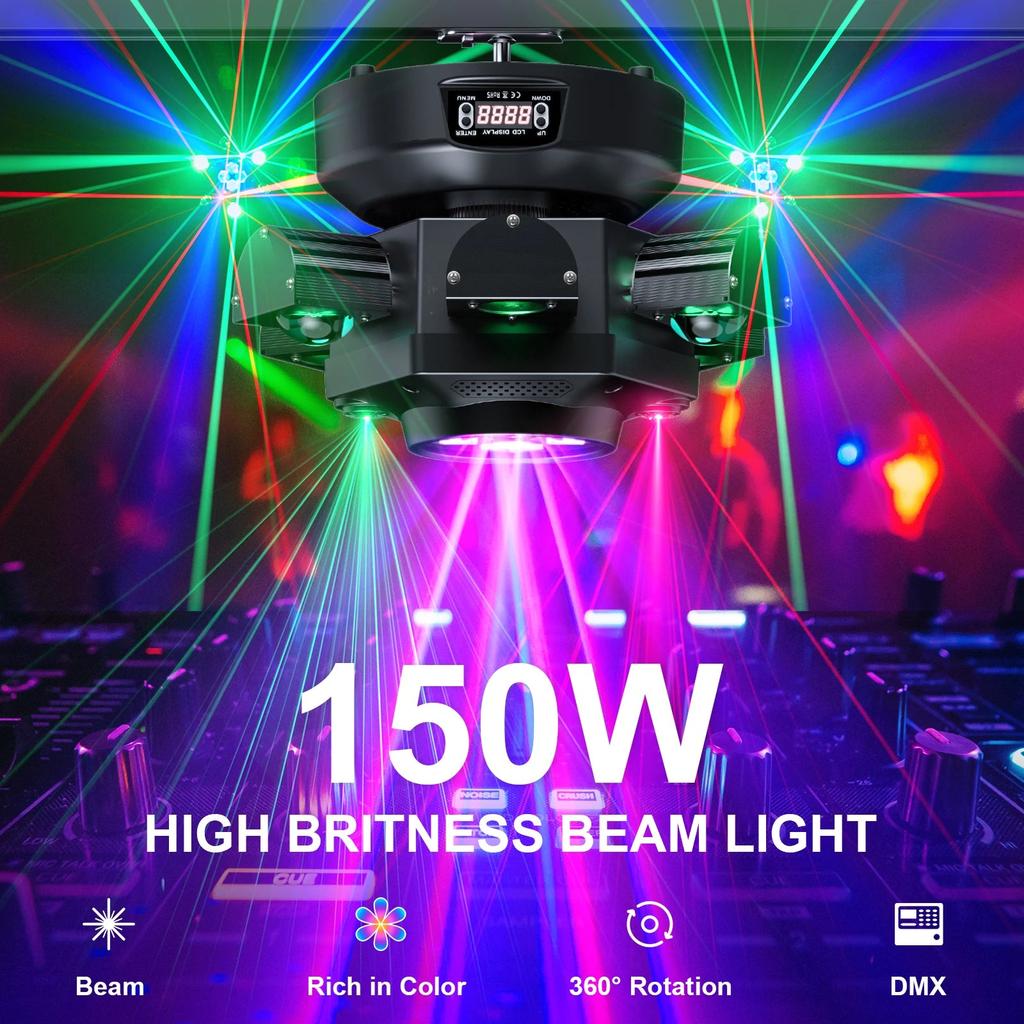 150W 6-Arm Moving Head RGBW DJ Light with DMX512 by HitMyNeed