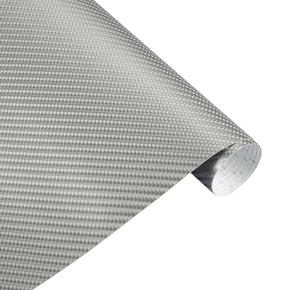 152x200cm 4D Carbon Fiber Car Wrap Vinyl Film silver by HitMyNeed