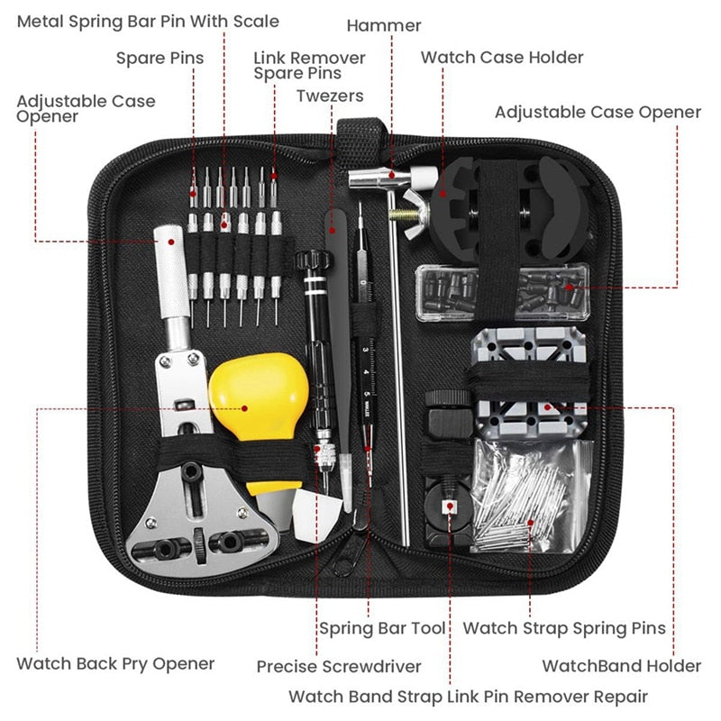 153-Piece Watch Repair Tool Kit with Storage Bag by HitMyNeed
