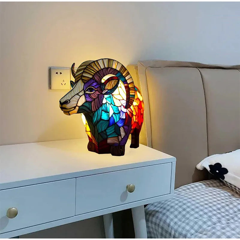 15cm Animal Resin Stained Glass Table Lamp Ornament by HitMyNeed