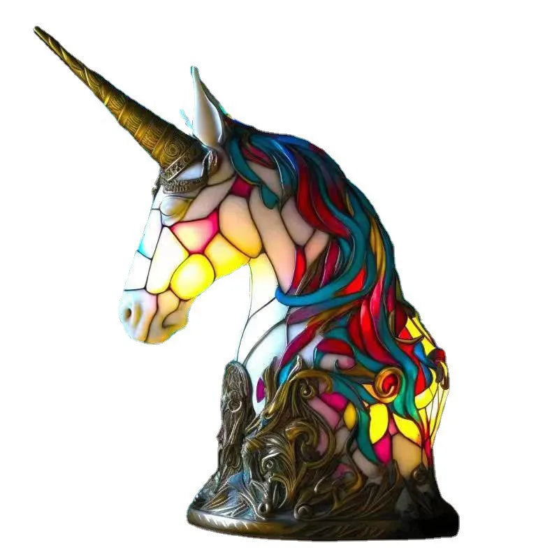 15cm Animal Resin Stained Glass Table Lamp Ornament a3 by HitMyNeed