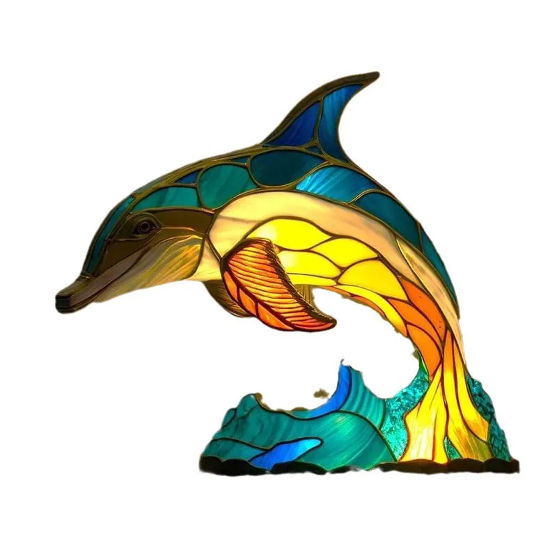 15cm Animal Resin Stained Glass Table Lamp Ornament a9 by HitMyNeed