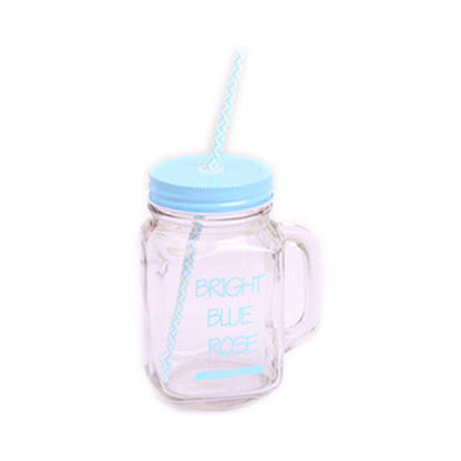 15oz Mason Jar Glass Mug with Lid and Straw by HitMyNeed