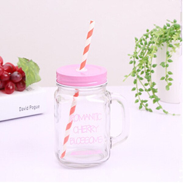 15oz Mason Jar Glass Mug with Lid and Straw by HitMyNeed