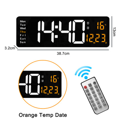 16-Inch LED Digital Wall Clock with Remote & Dual Alarms 16-inches-orange by HitMyNeed