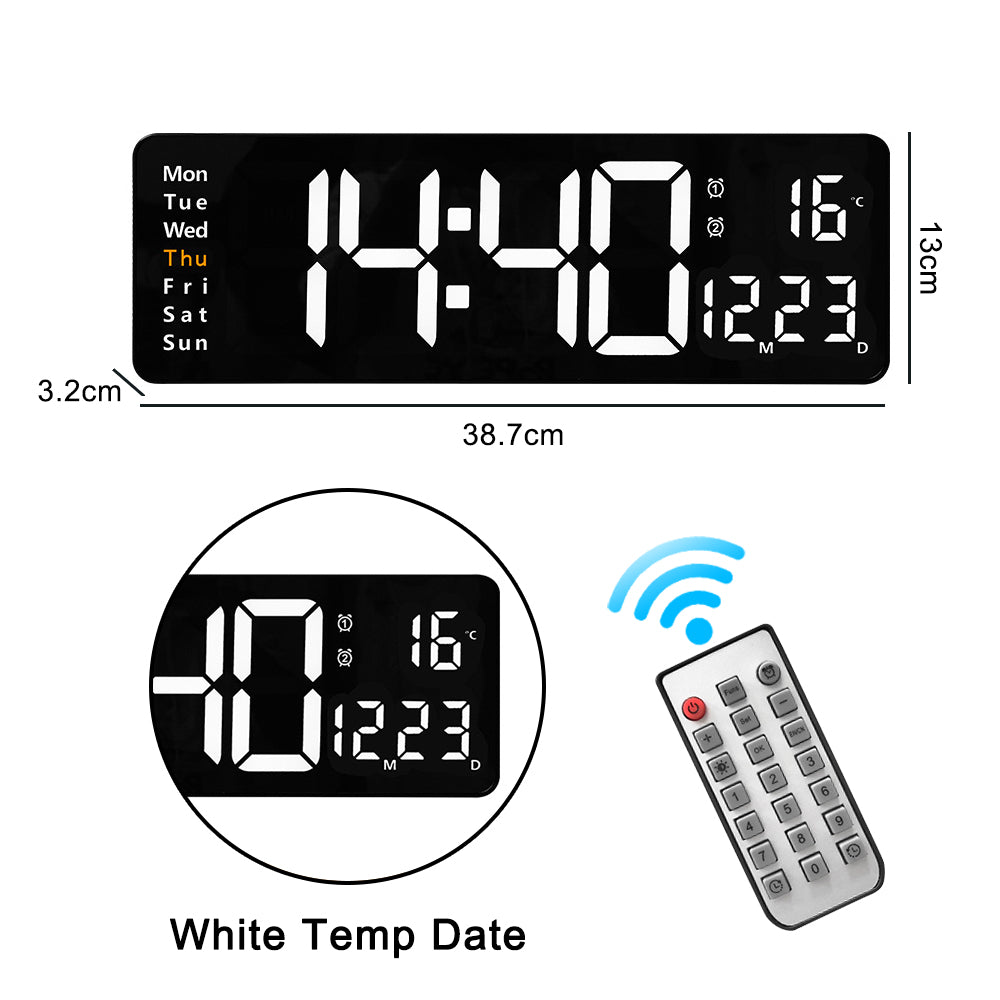 16-Inch LED Digital Wall Clock with Remote & Dual Alarms 16-inches-white by HitMyNeed