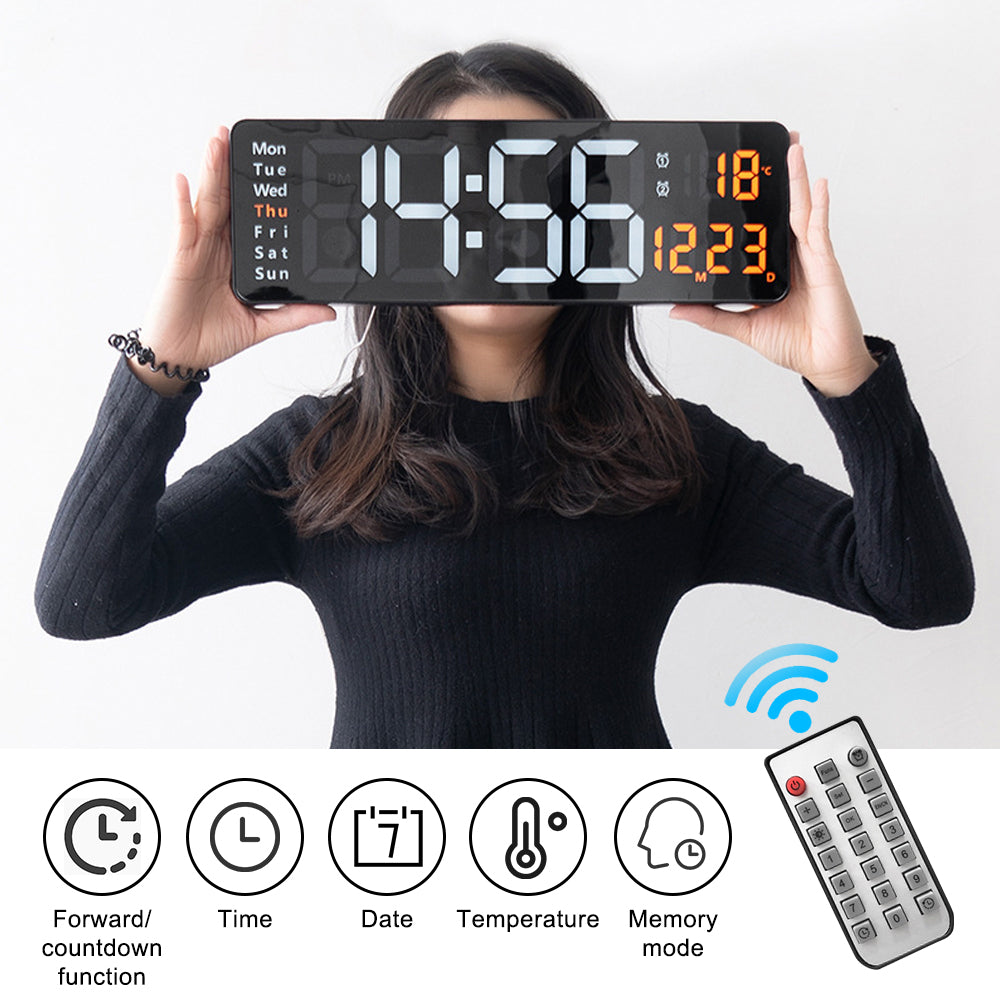 16-Inch LED Digital Wall Clock with Remote & Dual Alarms by HitMyNeed