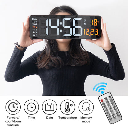 16-Inch LED Digital Wall Clock with Remote & Dual Alarms by HitMyNeed