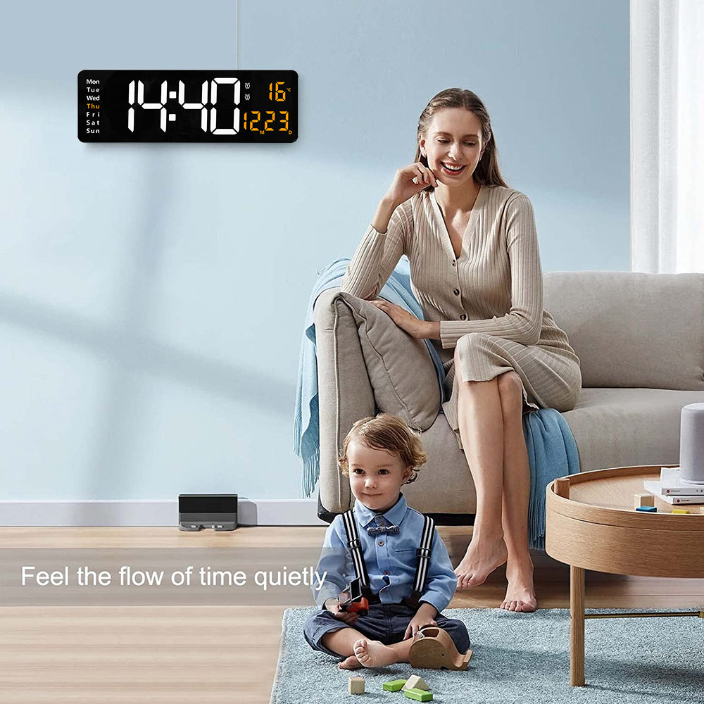 16-Inch LED Digital Wall Clock with Remote & Dual Alarms by HitMyNeed