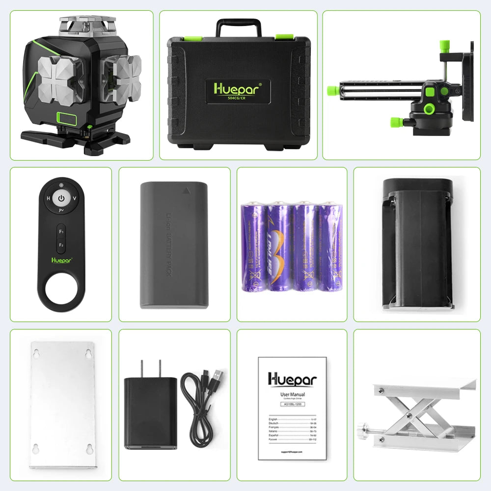 16-Line 4D Green Laser Level with Bluetooth & Case by HitMyNeed