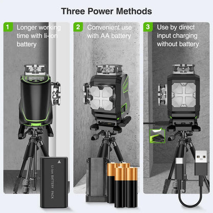 16-Line 4D Green Laser Level with Bluetooth & Case by HitMyNeed