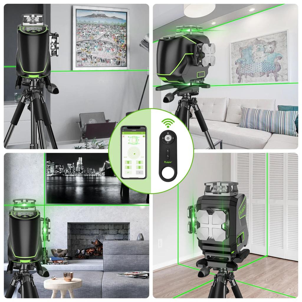 16-Line 4D Green Laser Level with Bluetooth & Case by HitMyNeed