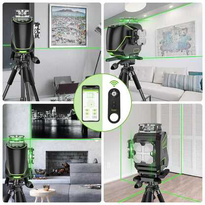 16-Line 4D Green Laser Level with Bluetooth & Case by HitMyNeed