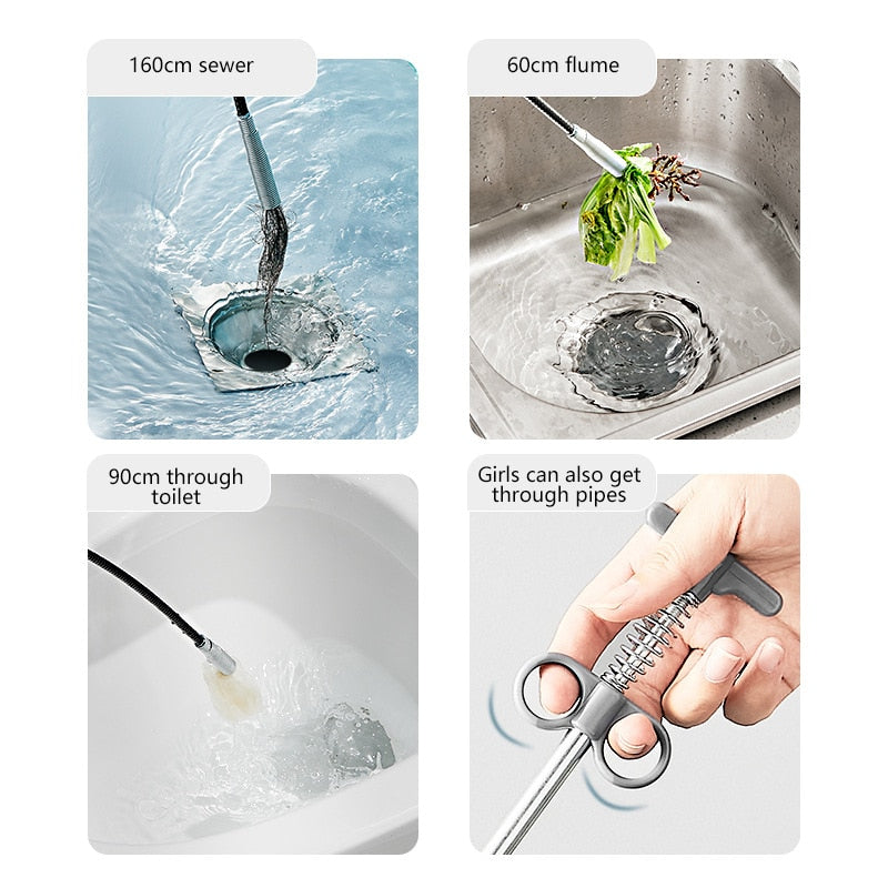 160cm Drain Snake Pipe Unblocker Cleaning Tool by HitMyNeed