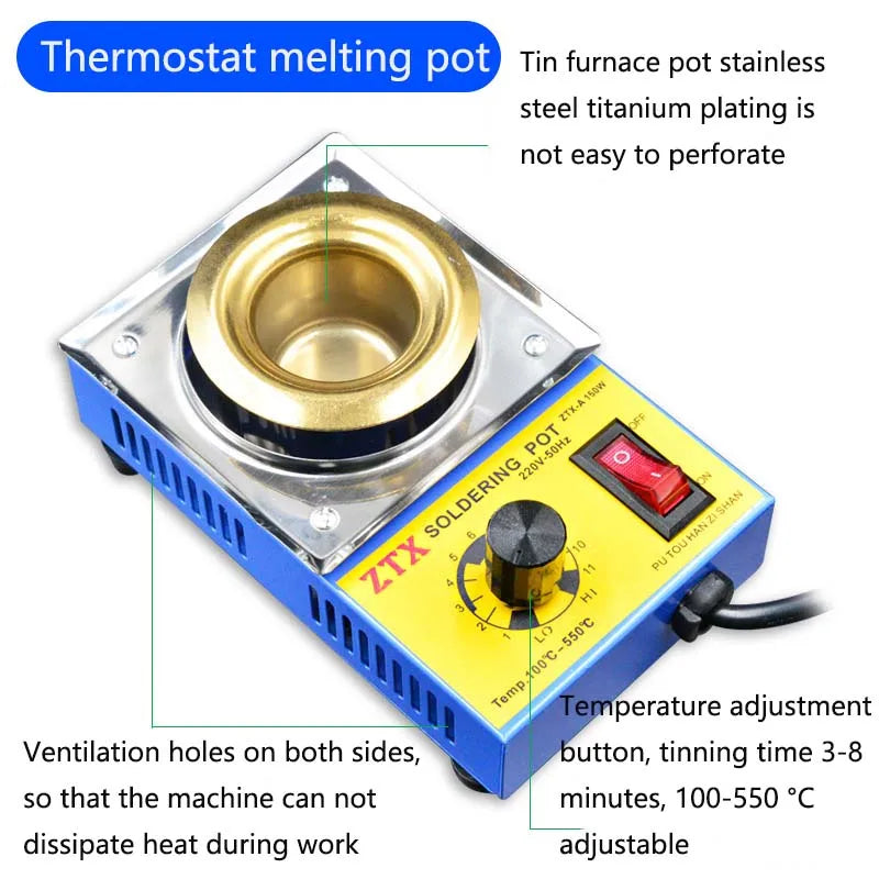 160W Adjustable Temperature Tin Melting Furnace Pot by HitMyNeed