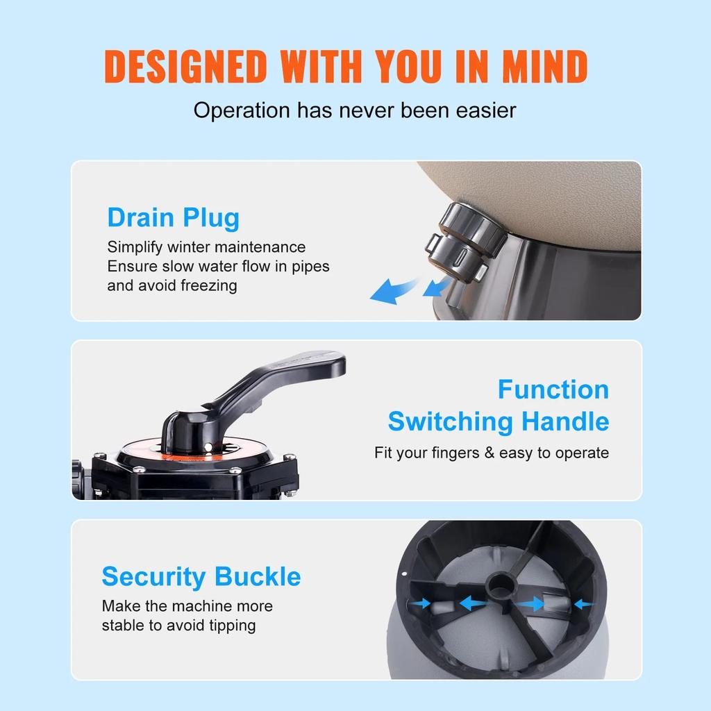 16/19/22 Inch Pool Sand Filter with 7-Way Valve by HitMyNeed