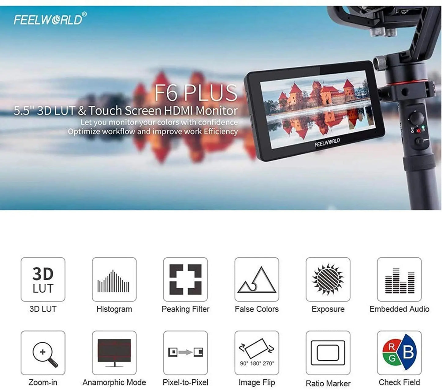F6 Plus V2 6" DSLR Field Monitor with Touch & 3D LUT